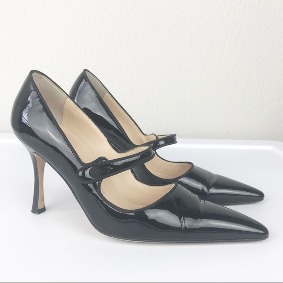 Manolo Blahnik Shoes - Manolo Blahnik Campari Black Patent Mary Jane Pump